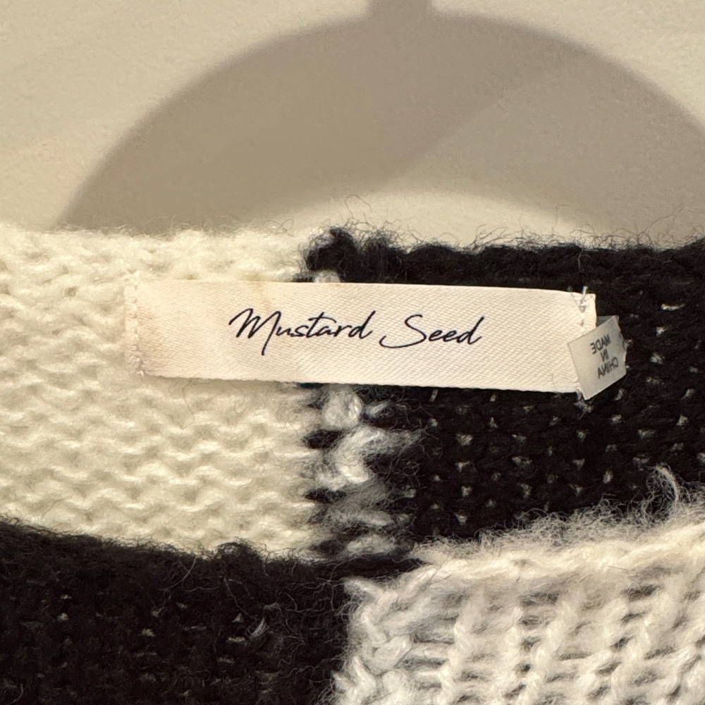 Michael Seed Black And White Patchwork Sweater - image 2